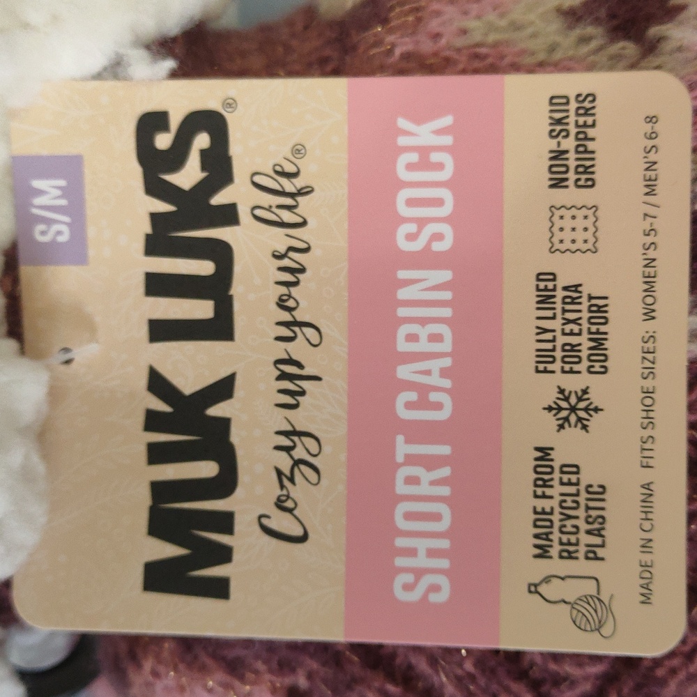 Muk Luks Short Cabin Socks S/M - Picture 2 of 2